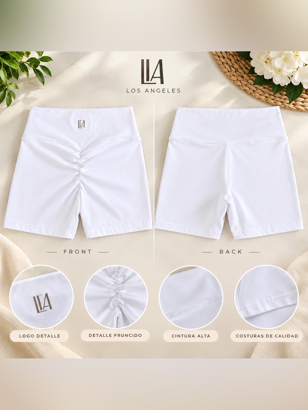 ✨ White High-Waisted Scrunch Butt Gym Shorts - Size S 🍑
